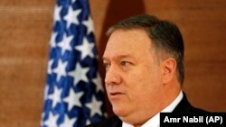 U.S. Secretary of State Mike Pompeo, gives a speech at the American University in Cairo, Egypt, Thursday, Jan. 10, 2019.