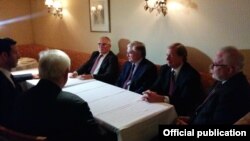 U.S. - Armenian Foreign Minister Edward Nalbandian (3rd from L) meets with OSCE Minsk Group co-chairs in New York, 24Sep2015