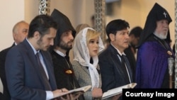 Armenia - Catholicos Garegin II and Paula White-Cain attend a Sunday Mass at the Echmiadzin cathedral of the Armenian Apostolic Church, October 4, 2026.