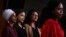 Kongresistet amerikane, Ayanna Pressley, Ilhan Abudalli Omar, Rashida Tlaib dhe Alexandria Ocasio-Cortez gjatë konferencës për media.
