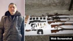 ფოტოკოლაჟი: მამუკა შუბითიძე („ტურიკელა“) და იარაღი, რაც 7 აპრილს სპეცოპერაციის შედეგად „ამოიღეს“ სხვადასხვა ბრალდებულის სახლებიდან