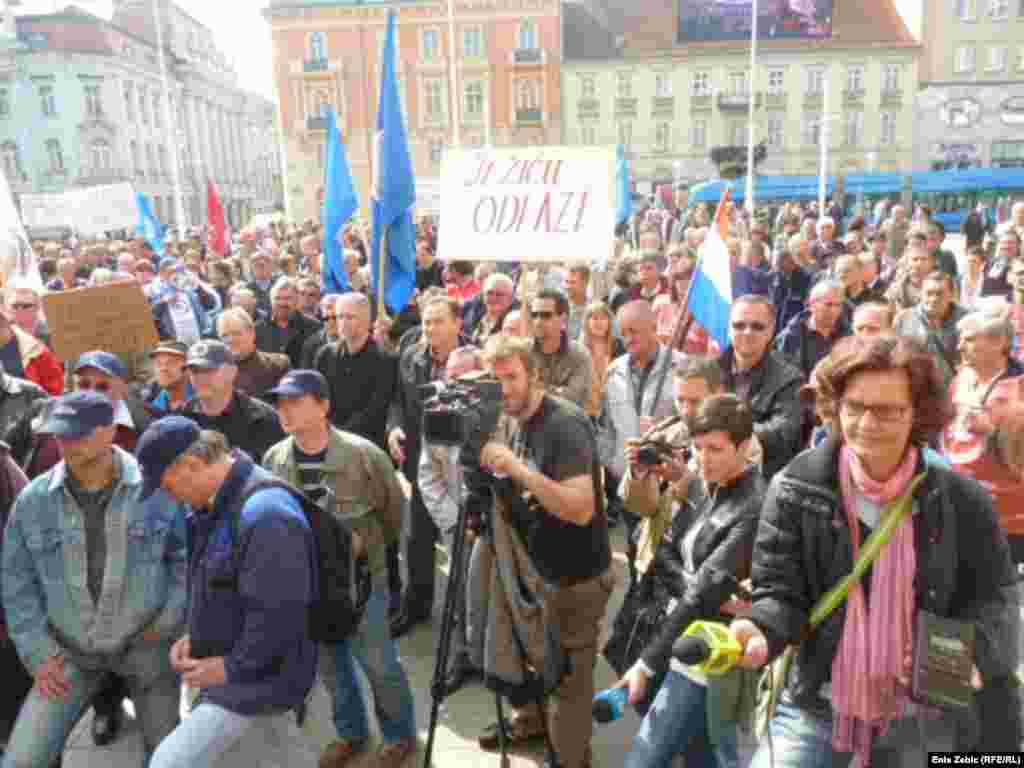 Hrvatska - Protesti radnika DIOKI tvornice u Zagrebu, 20.03.2012. Foto: RSE / Enis Zebić
