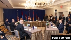 U.S. - U.S. Secretary of State Antony Blinken hosts talks between the Armenian and Azerbaijani foreign ministers, New York, September 26, 2024.