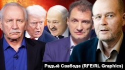 Валер Карбалевіч, Дональд Трамп, Аляксандар Лукашэнка, Віталь Цыганкоў, Юры Дракахруст, каляж