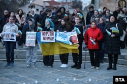 Пловдивчани и представители на украинската общност в Пловдив отбелязаха четвъртата годишнина от войната. 24 февруари 2026 г.