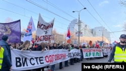 Protest ispred Ministarstva prosvete u Beogradu, 25. februar 2025.