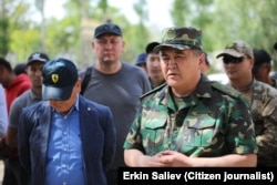 Kamchybek Tashiev, the head of Kyrgyzstan’s State Committee for National Security, on the Kyrgyz-Tajik border on May 2