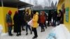 RUSSIA -- Relatives and friends of jailed protesters wait to transfer food and warm clothes at the deportation center Sakharovo, February 3, 2021