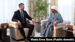 Premijer Crne Gore Milojko Spajić i vicepremijer Vlade Ujedinjenih Arapskih Emirata Abdulah Bin Zajed Al Nahjan na sastanku u Dubajiu u martu 2025.