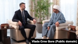 Premijer Crne Gore Milojko Spajić i vicepremijer Vlade Ujedinjenih Arapskih Emirata Abdulah Bin Zajed Al Nahjan na sastanku u Dubajiu marta 2025.