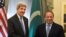 U.S. Secretary of State John Kerry shakes hands with Pakistani Prime Minister Nawaz Sharif during a bilateral meeting at the Waldorf Astoria in Manhattan, New York, on September 19. 