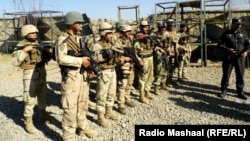 Afghan security forces at the police training center in Khost that was attacked on January 7.