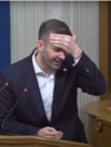 Prime minister of Montenegro Milojko Spajic during parliament debate, april 17. 2025