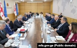 ჟენევის საერთაშორისო მოლაპარაკებების 65-ე რაუნდის მოსამზადებელი შეხვედრა საქართველოს საგარეო საქმეთა სამინისტროში. 2025 წლის 16 ოქტომბერი