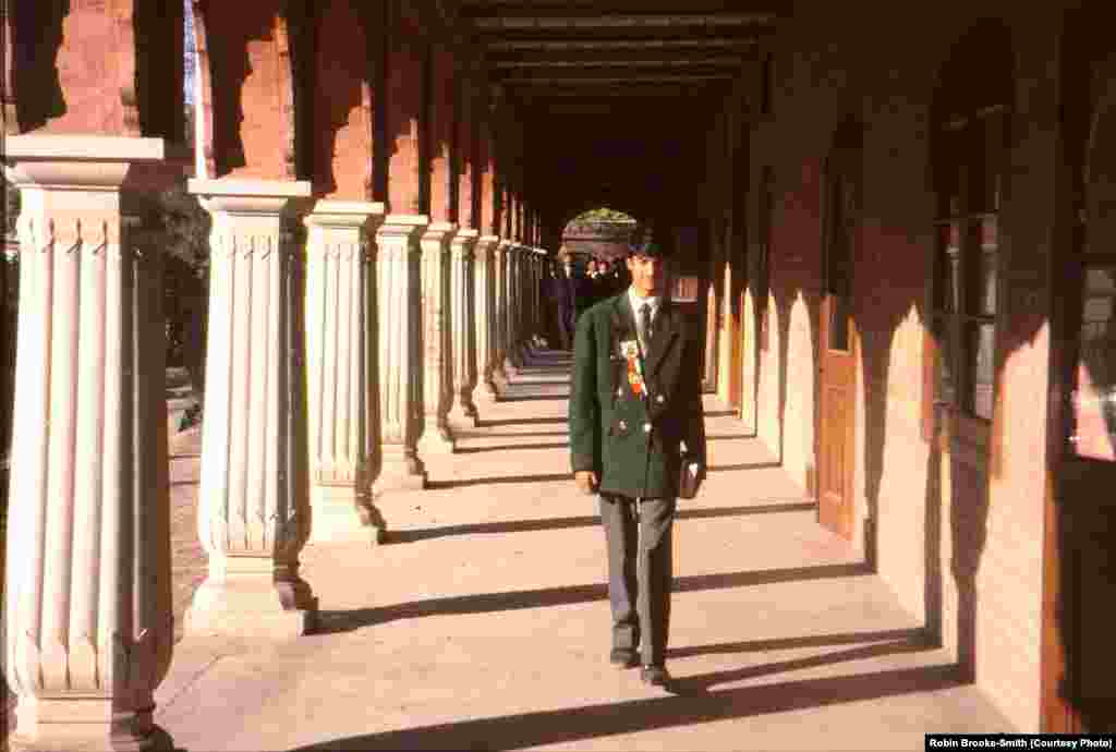 A student on the veranda. 