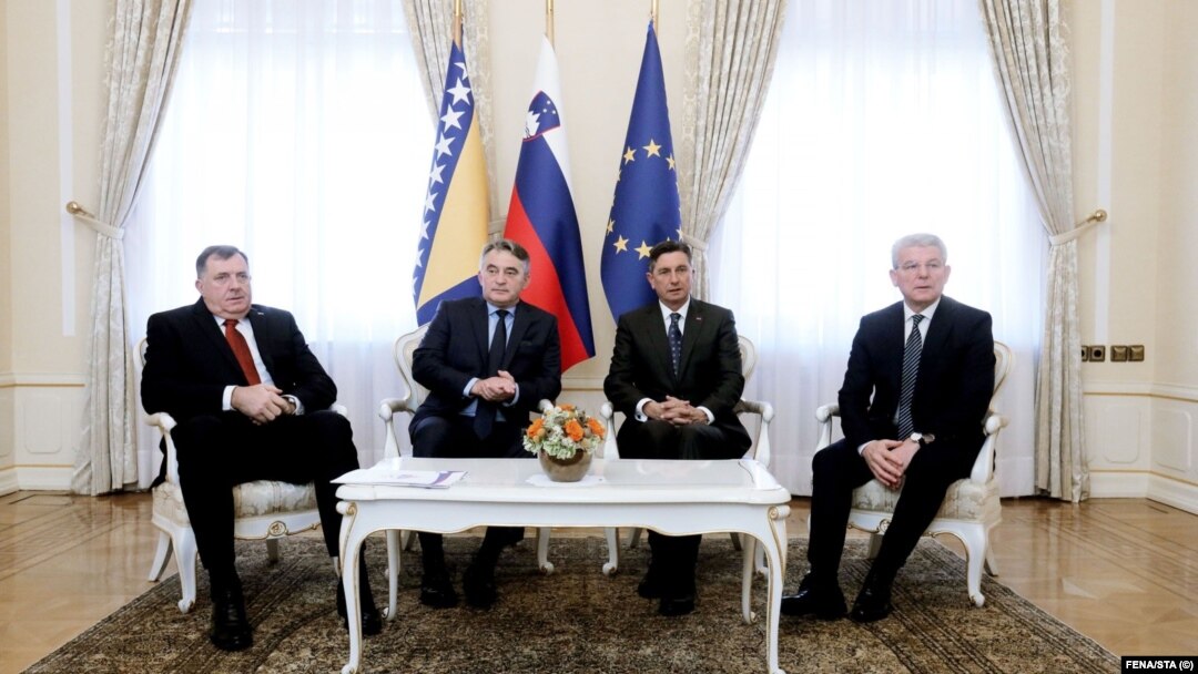 Članovi Predsjedništva Bosne i Hercegovine sa predsjednikom Slovenije Borutom Pahorom