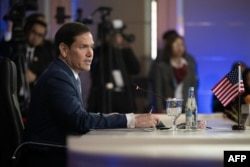 US Secretary of State Marco Rubio speaks on the sidelines of the Association of Southeast Asian Nations Foreign Ministers' Meeting in Manila on July 22.