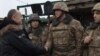 Nagorno-Karabakh - Armenian Defense Minister Seyran Ohanian meets soldiers on frontline duty, 16Dec2014.