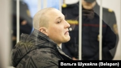 Maksim Paulyushchyk appears in court in Minsk on November 27.