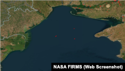 Скриншот даних системи NASA FIRMS про пожежу в Чорному морі, 06 червня 2025 року