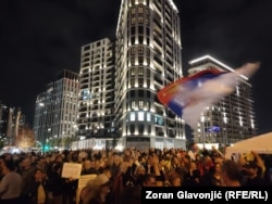 Protest kod ulaza na Stari savski most, Beograd na vodi, 31. oktobar 2024.