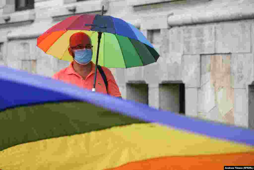 LGBTQ- Protest organized by ACCEPT Association, against the decision of banning the Bucharest Pride Parade 2021, Bucharest, Romania.