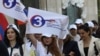 Armenia - Members of the opposition Strong Armenia bloc campaign for the June 7 parliamentary elections in Yerevan, May 8, 2026. 