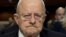 U.S. National Intelligence Director James Clappe testifies during a Senate Armed Services Committee hearing on Capitol Hill in Washington on February 9.