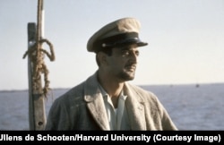 A handsome boatsman on an unidentified coastline in Iran.