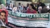 Family members of alleged Baluch separatists protest against forced disappearances in Karachi, Pakistan, on February 2.