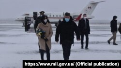 Canadian Defense Minister Anita Anand arrives in Kyiv on January 30.