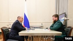 Прем'єр-міністр Росії Михайло Мішустін та голова Чеченської Республіки Рамзан Кадиров під час зустрічі 3 лютого 2022 року