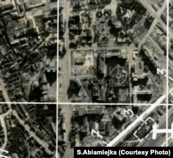8 ліпеня 1944 году. Унівэрсытэцкі гарадок і вуліца Ленінградзкая спаленыя.