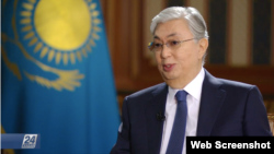 Интервью президента Касым-Жомарта Токаева государственному телеканалу. Скриншот, 29 января 2022 года
