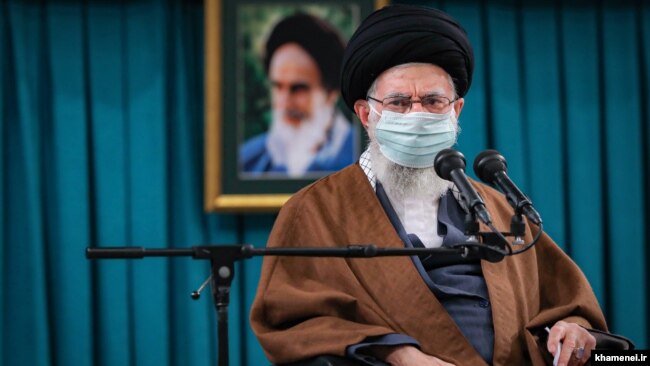 Supreme Leader Ayatollah Ali Khamenei addresses a group of military commanders and personnel on February 8.