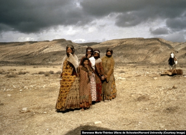 Qashqai women on a squally day near Bozpar in the south of Iran.