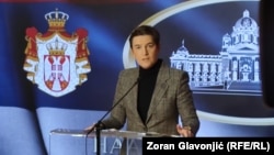 Predsednica Skupštine Srbije Ana Brnabić u obraćanju novinarima u parlamentu, 15. januara 2025.