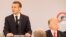 France, Paris, French President Emmanuel Macron delivers a speech as U.S. President Donald Trump looks on, before a lunch at the Elysee Palace, during commemorations for Armistice Day 11nov2018