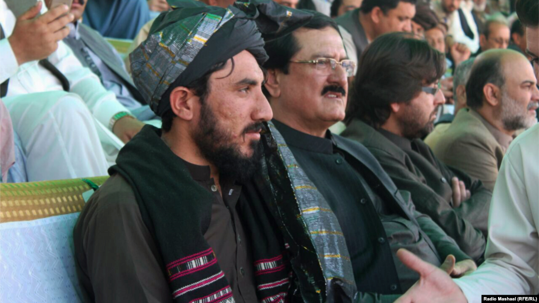 Manzoor Pashteen (left) at a Pashtun rally in Quetta