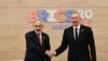 Armenian Prime Minister Nikol Pashinian meeting with Azerbaijani President Ilham Aliyev on the sidelines of the BRICS summit in Kazan, Russia, October 24, 2024