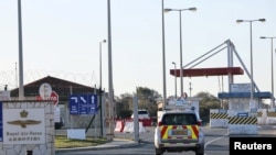 The entrance of the UK's Akrotiri in Cyprus, which was hit by an unmanned drone on March 2.