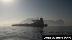 GIBRALTAR -- Picture shows Iranian supertanker Grace 1 off the coast of Gibraltar, August 15, 2019