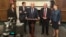 US Senator Roger Wicker (R-MS) speaks alongside other senators after a vote to advance legislation sanctioning Russia on July 28.