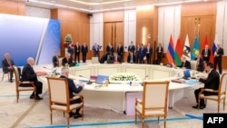 Kazakhtan - The presidents of Belarus, Kazakhstan, Kyrgyzstan and Russia attend a Eurasian Economic Union summit in Astana on May 29, 2026. 