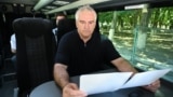 Российский глава Крыма Сергей Аксенов во время поездки в Бахчисарайский район. Крым, 1 июля 2025 года