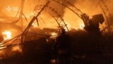 Пожар в Киеве, возникший в результате ночной российской атаки