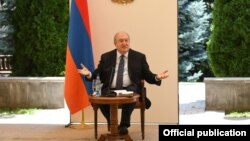 Armenia -- President Armen Sarkissian speaks at a meeting with members of a government commission on constitutional reform, Yerevan, July 7, 2020.