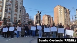 Protest studenata i profesora u Severnoj Mitrovici protiv integracije u kosovski obrazovni sistem, 11. marta 2026.