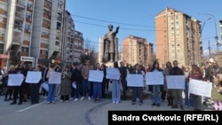 Protest studenata i profesora u Severnoj Mitrovici protiv integracije u kosovski obrazovni sistem, 11. mart 2026.