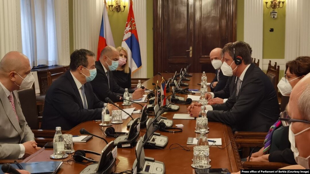 Ministar inostranih poslova Češke Republike Tomaš Petriček susreo se i sa predsednikom Skupštine Srbije Ivicom Dačićem tokom boravka u Beogradu 30. marta 2021.